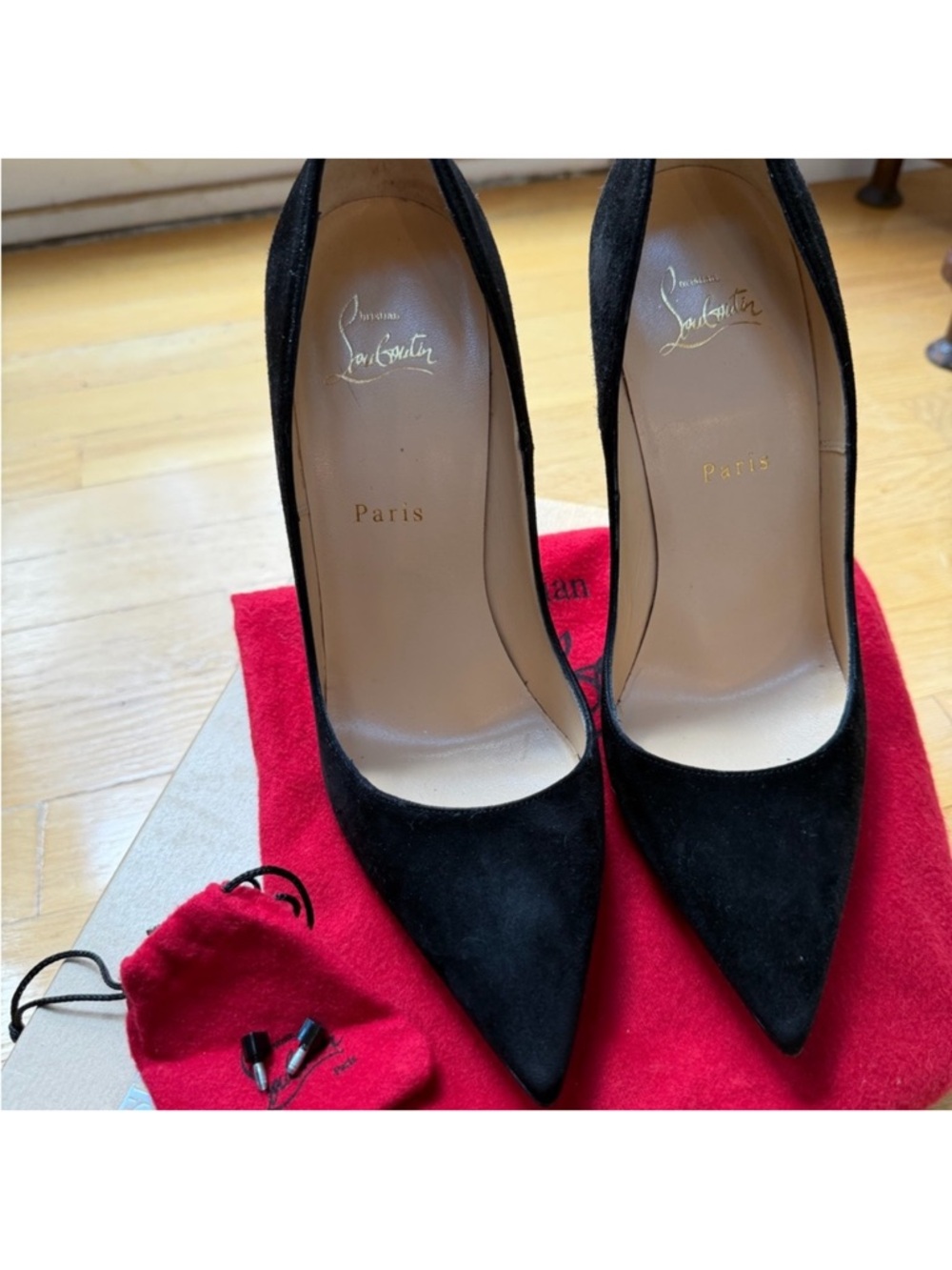 Christian Louboutin Black Suede Pointed Toe Pumps